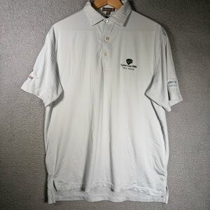 Peter Millar Polo Shirt Mens Medium Short Sleeve Light Blue Golf Polo Logo